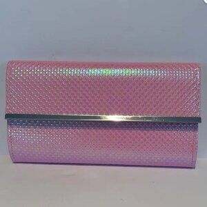 Depeche Mode Elegant Pink Textured Clutch with Silver Accent